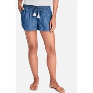 Vineyard Vines Womens Size Medium Chambray Pull On Shorts Jake Blue Tasseled